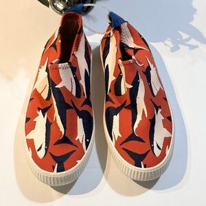 Mini Boden Red and Blue Shark Print Sneakers